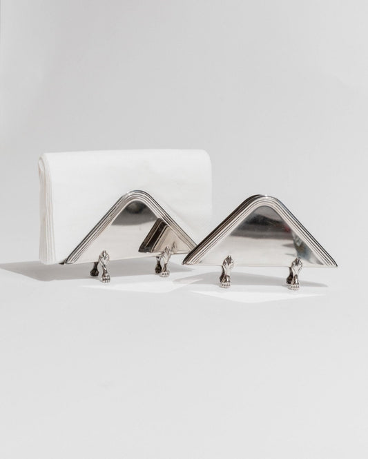 Vintage Serviettenhalter Set von 2 Triangular von Olri für Olri mit kleinen Pfotenfüßen