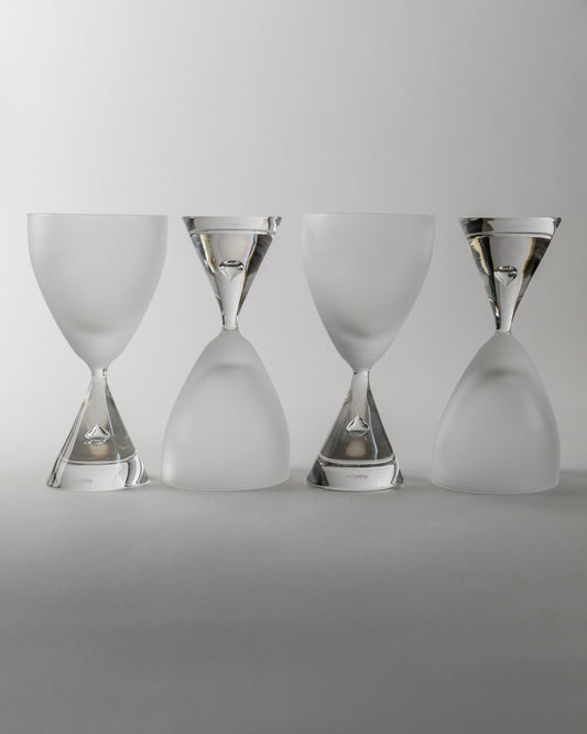 Vintage Trinkglas Set von 4 mit Luftblase für Murano mattiert und klar