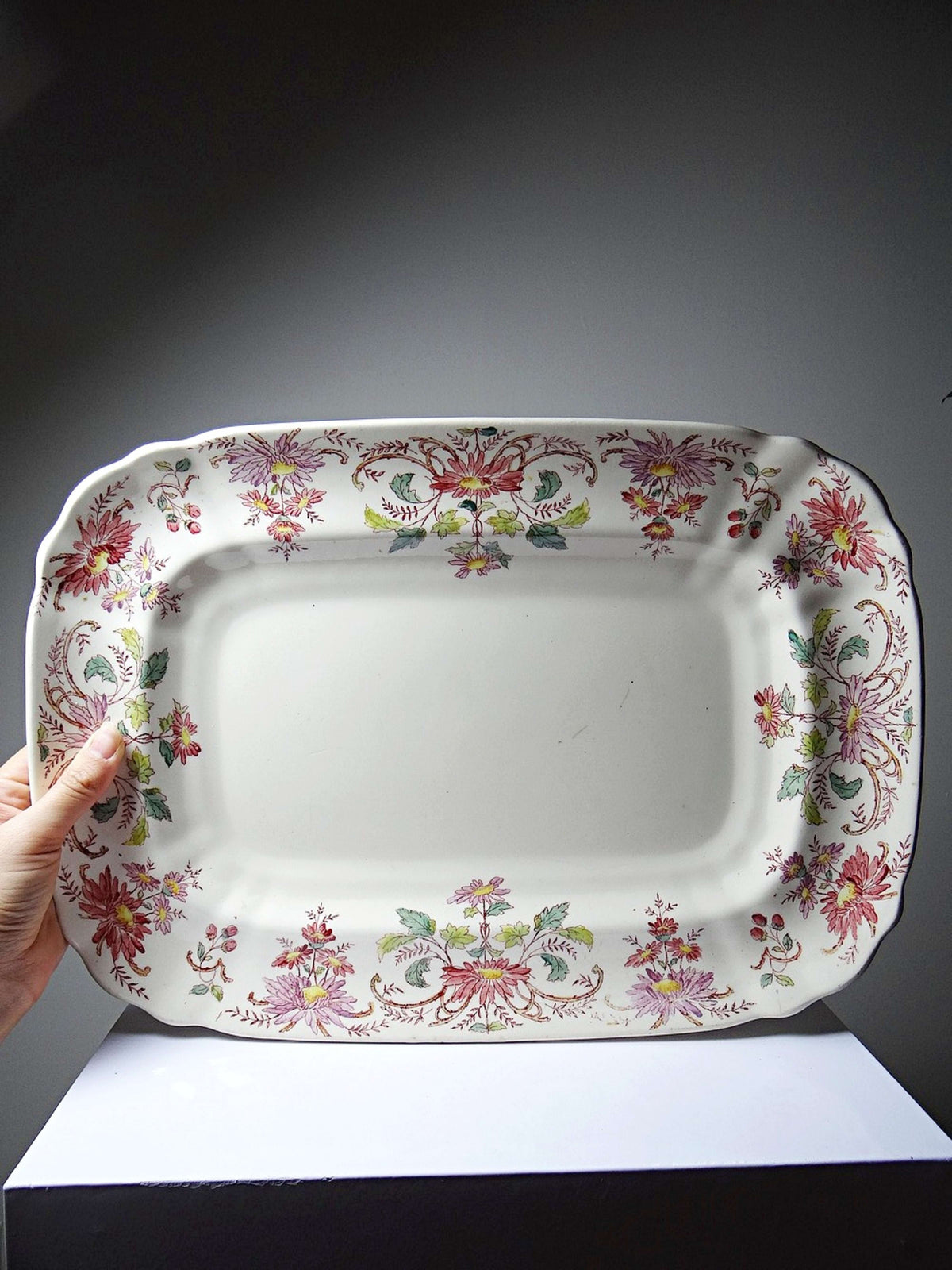 Vintage Servierplatte "Pâquerettes" von Longchamp, Art Nouveau