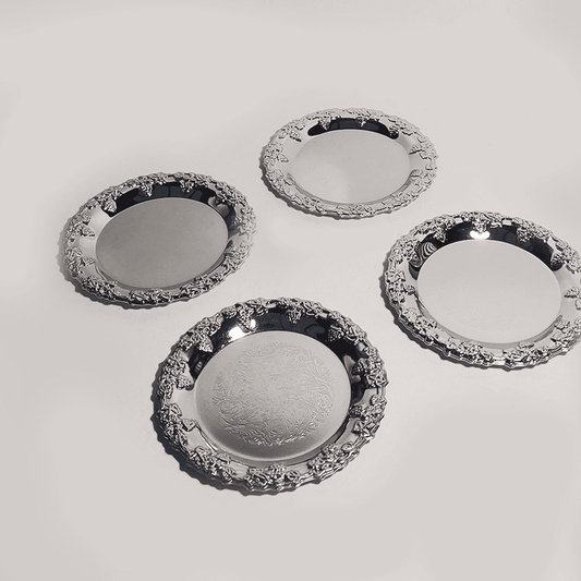 Vintage Untersetzer Edelstahl Silber