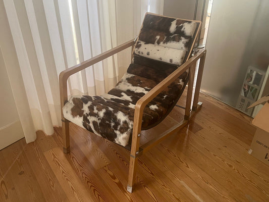 Chaise longue vintage Transat par Eileen Gray pour Ecart en hêtre brun-blanc