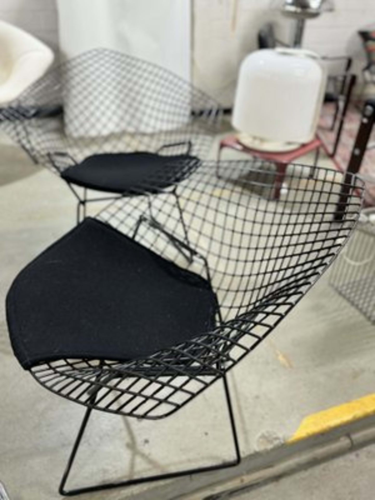 Vintage Set von 2 Diamond Chair 421 von Harry Bertoia für Knoll International schwarz