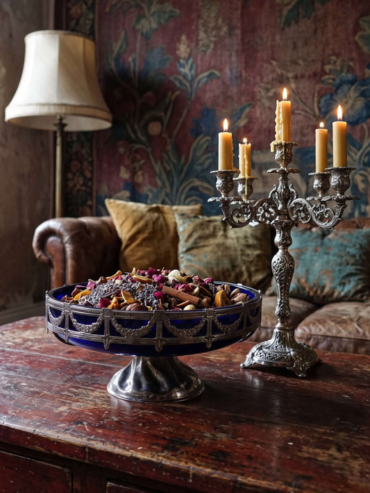 Vintage Schale aus Kobaltglas und versilbertem Metall, Louis XVI Stil, circa 1900-1920