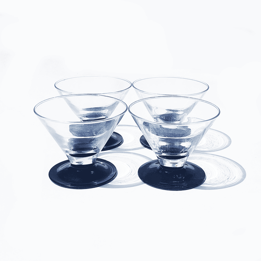 Vintage Glas Verre conique transparent, schwarz