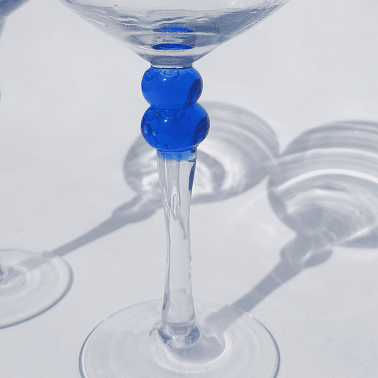 Vintage cocktail glass blue, transparent