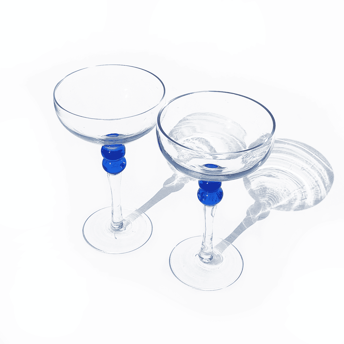 Vintage cocktail glass blue, transparent