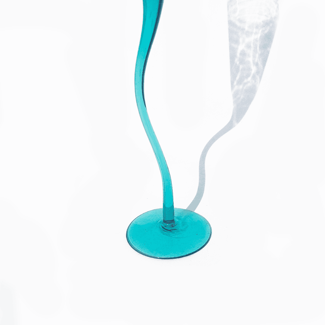 Flûte à Champagne Vintage de Verre Transparent Turquoise Vert