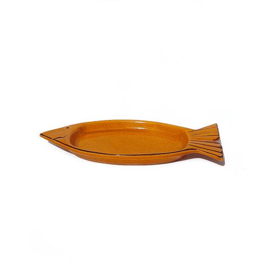 Vintage bowl fish shape glass ochre yellow