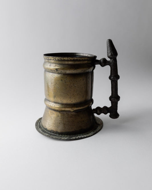 Vintage Bierkrug oder Vase Messing Patina goldfarben Dekoration