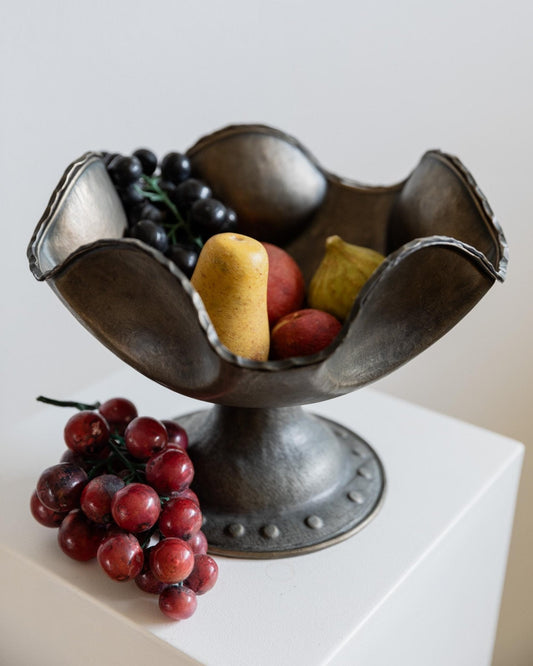 Vintage Versilberte Kupferschale mit Fuß, 1950er