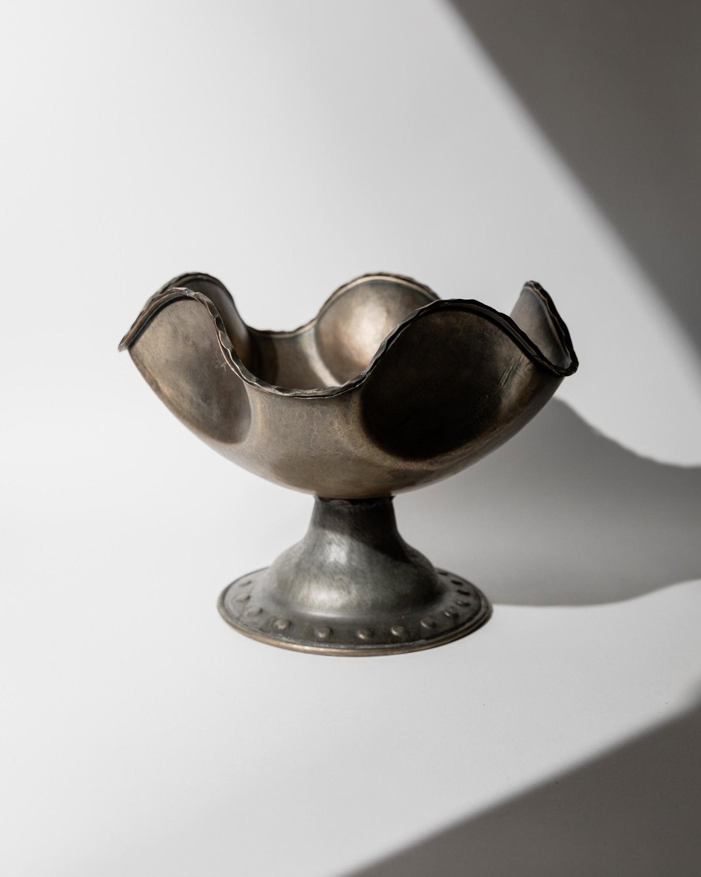 Vintage Versilberte Kupferschale mit Fuß, 1950er