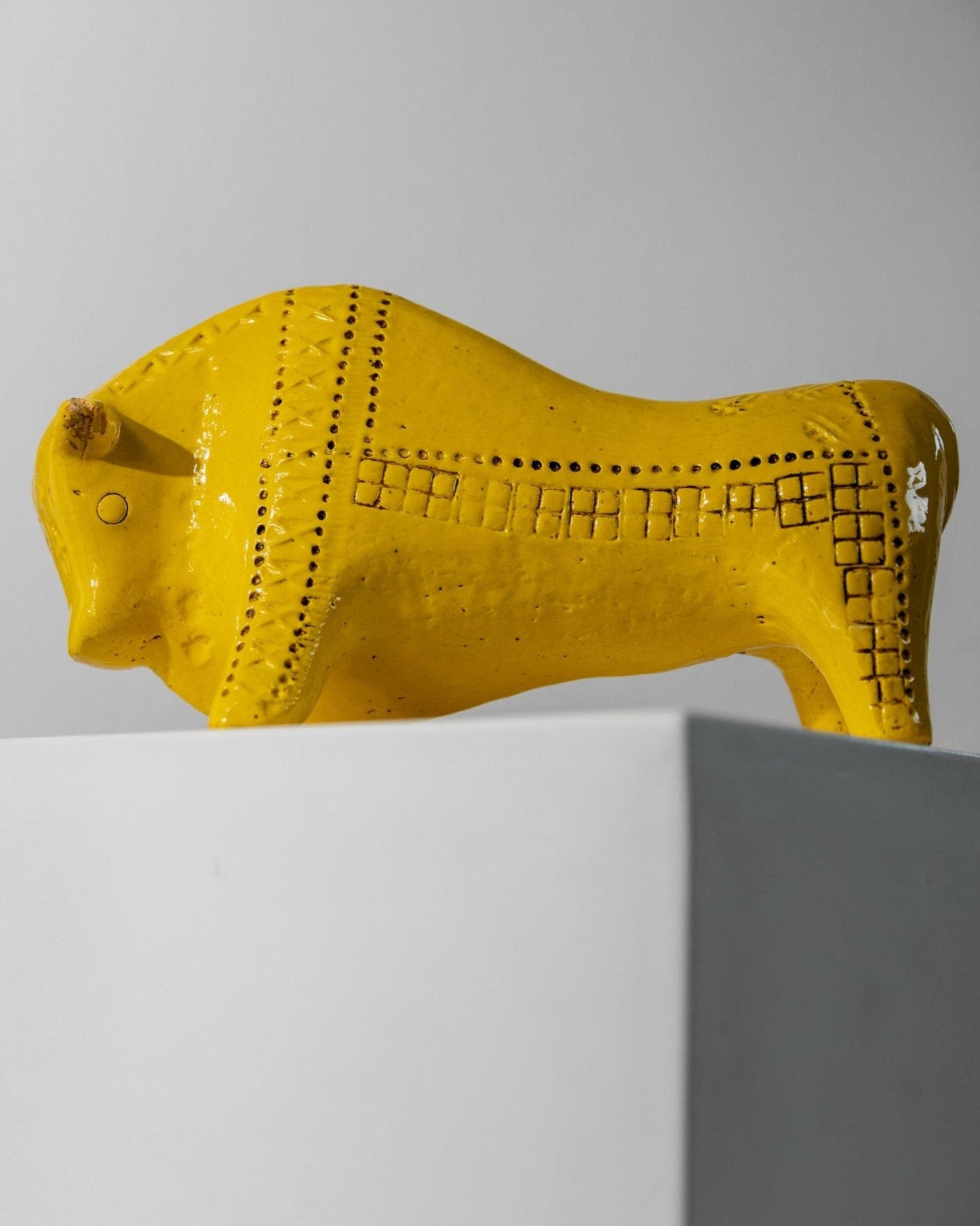 Vintage Keramik Stier "Rimini" von Aldo Londi für Bitossi, Gelb