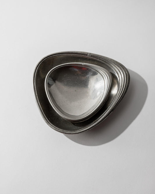 Vintage Zinnschale Set von 3 von Just für Just Denmark silbergrau Dekoration