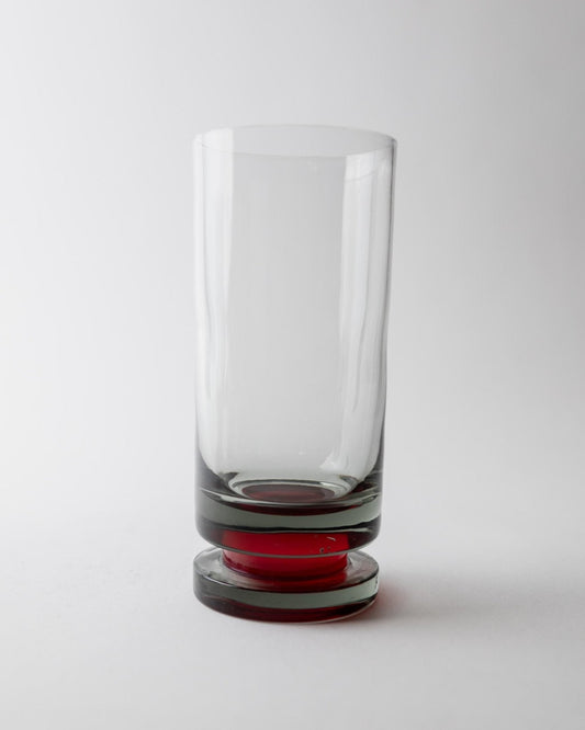 Set von 6 Vintage Champagnergläser, Grau mit rotem Stiel