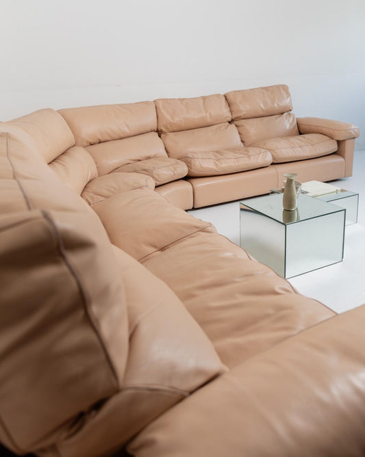 Vintage Sofa Petronio von Tito Agnoli für Poltrona Frau Blush Rosa Leder