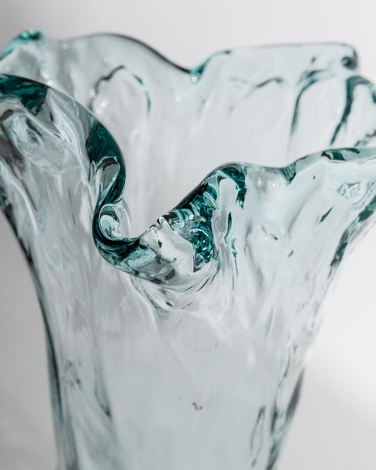 Vintage Vase Murano Glas von Murano für Italien, großes Blasenglas, blau, 1970er