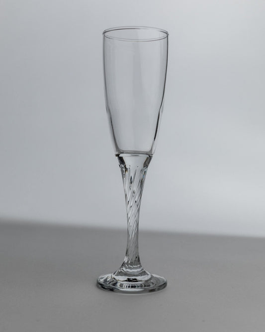 Vintage Champagnerglas Set von 8, geschwungener Stiel, klar, Geschenkidee