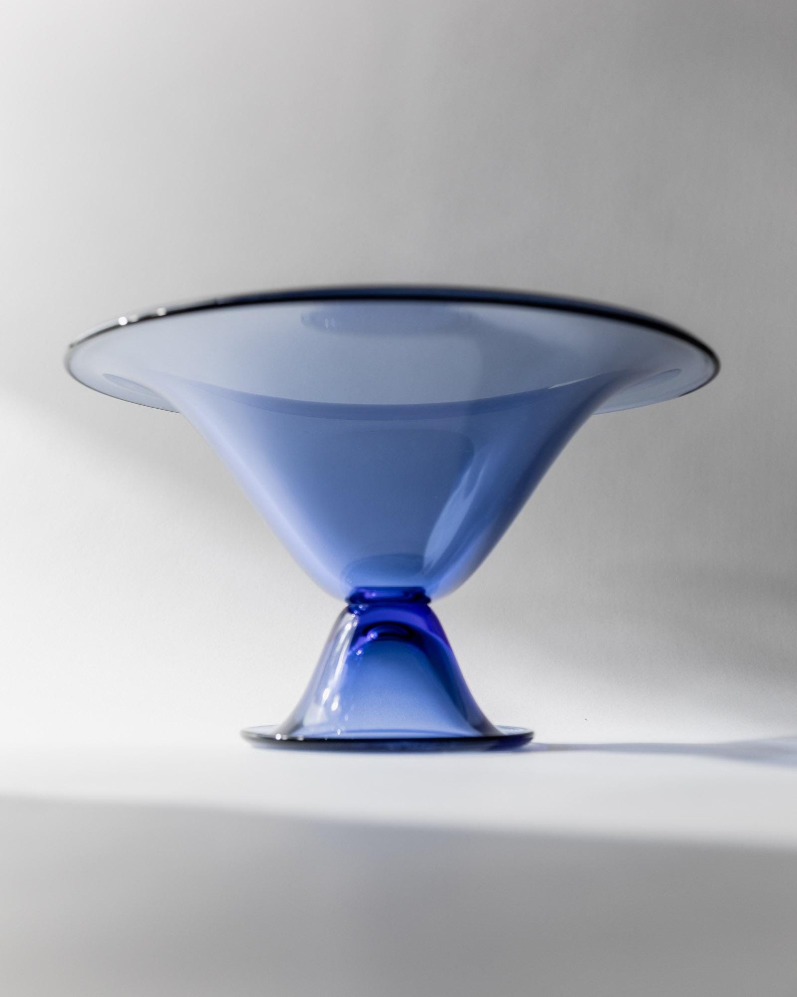 Vintage Murano Glas Schale royalblau Fuß 1980er Jahre – 2nd home