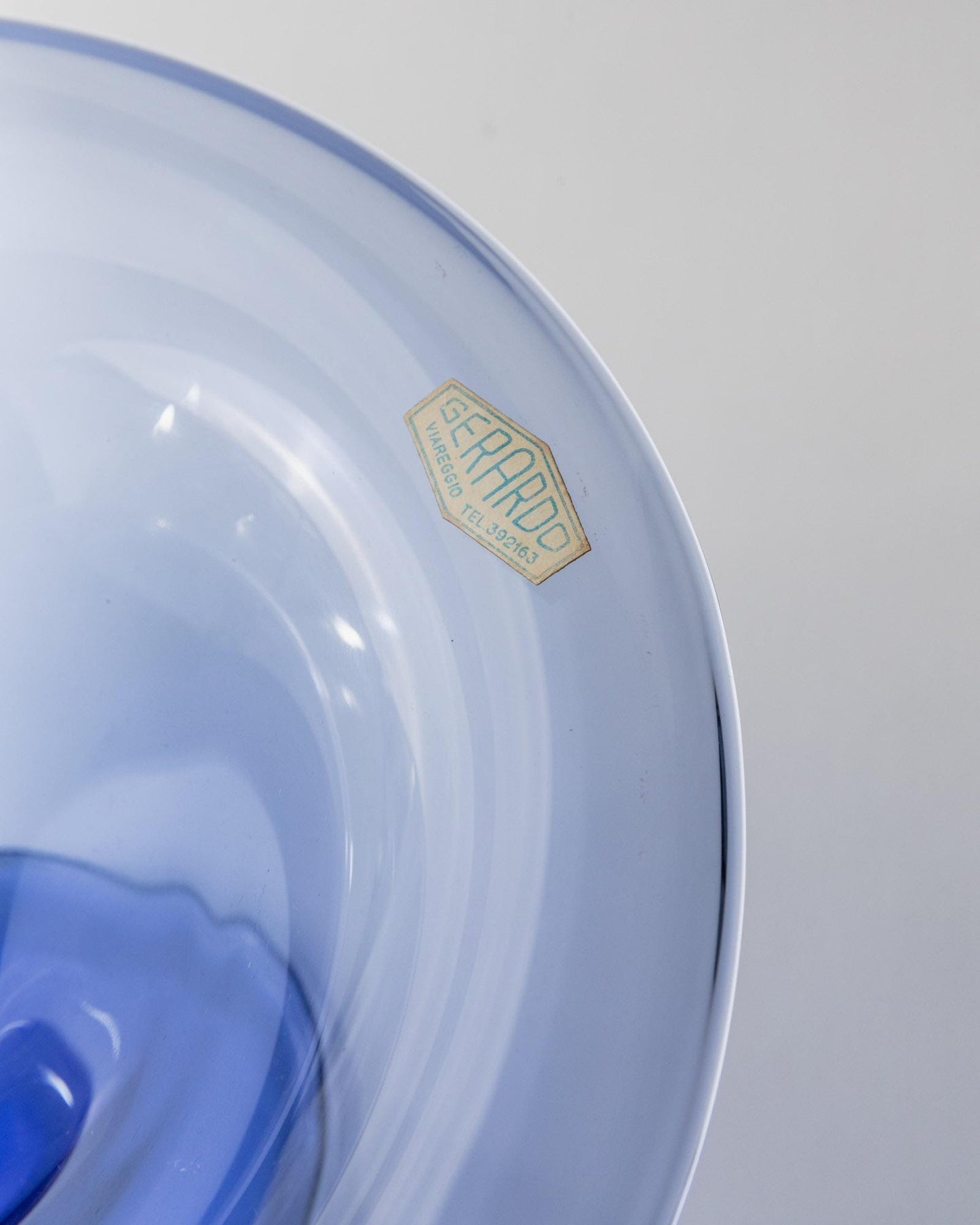 Vintage Schale Murano Glas royalblau Fuß von Murano