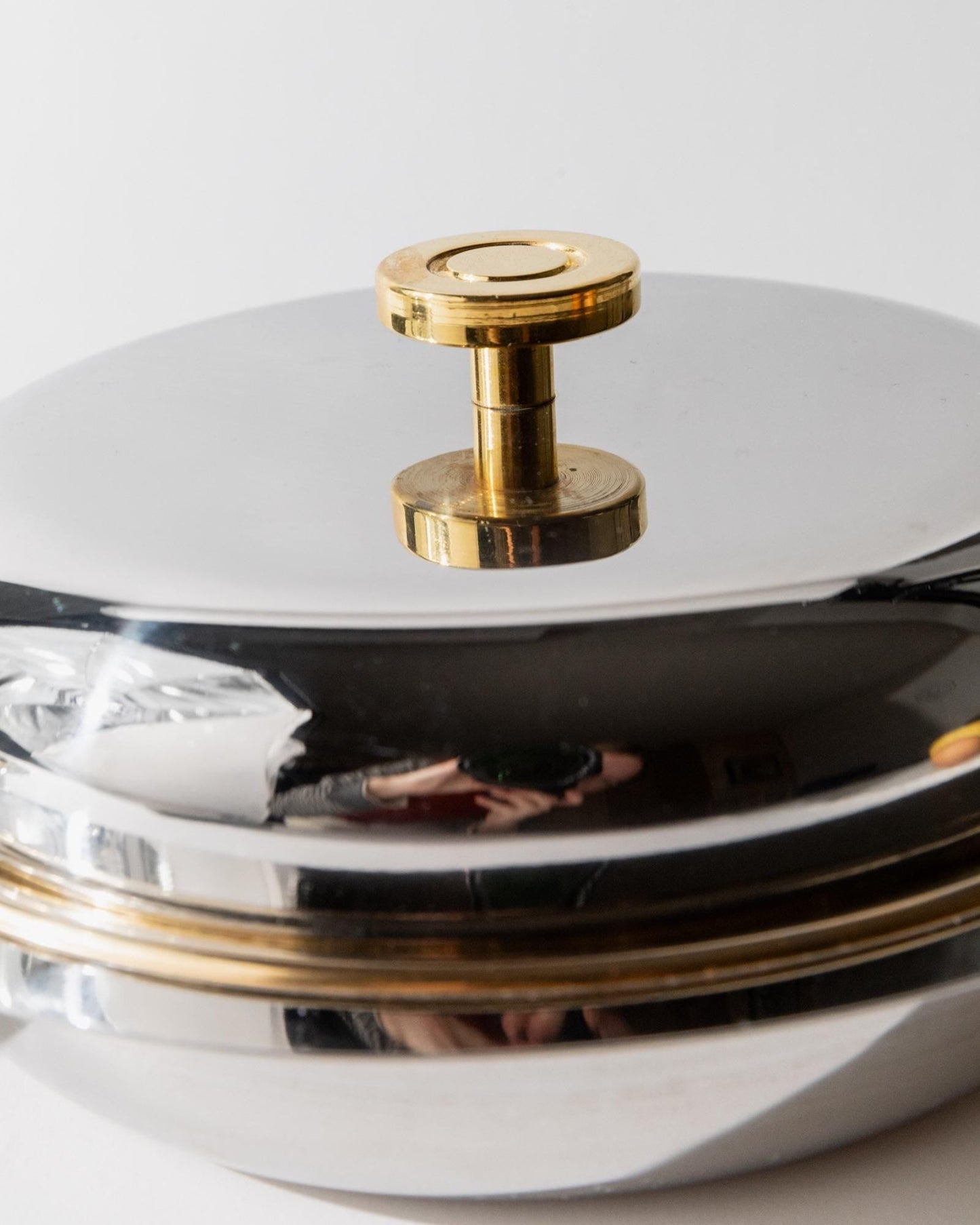 Vintage Schüssel Set von 2 mit Deckel von Morinox für Salat oder Dessert goldene Details