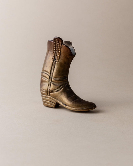 Vintage Cowboy Boot Figurine Messing Tischdeko Italien 1980er Jahre