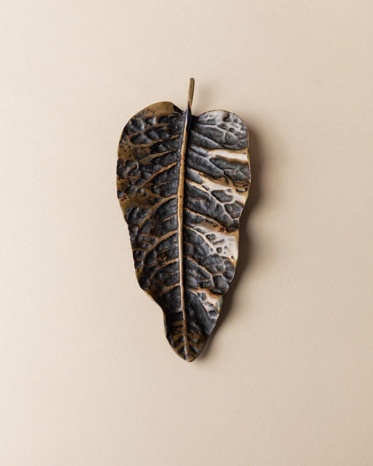 Vintage Bronze Vide Poche Blattform Italien 1960er Tischdeko