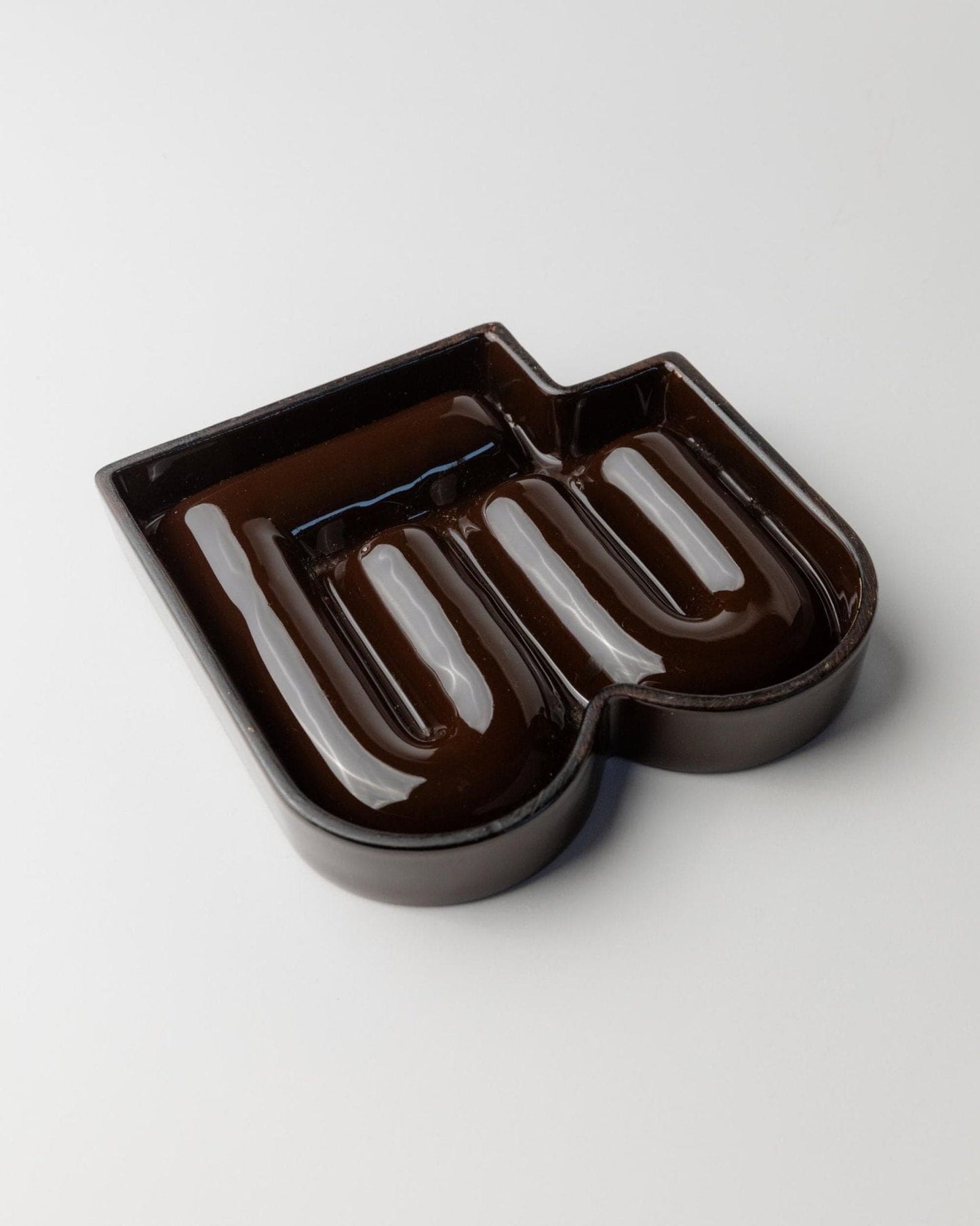 Vintage ceramic ashtray brown minimal shape Italy 1960s Bauhaus style