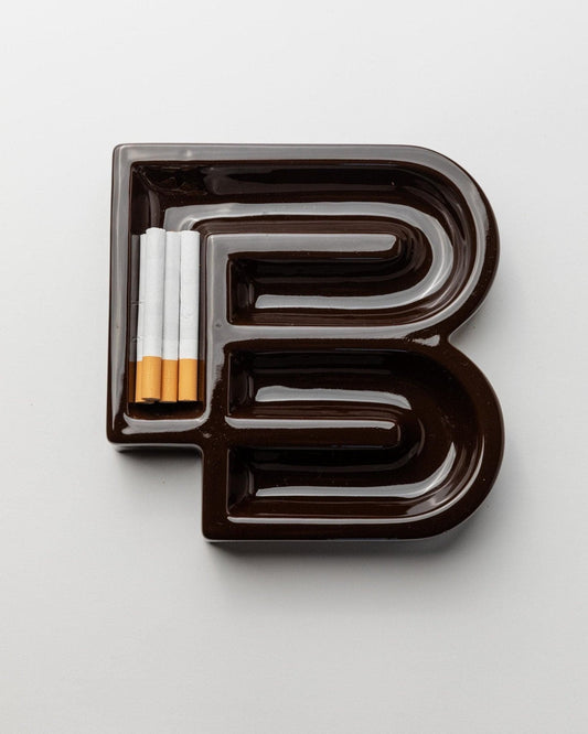 Vintage ceramic ashtray brown minimal shape Italy 1960s Bauhaus style