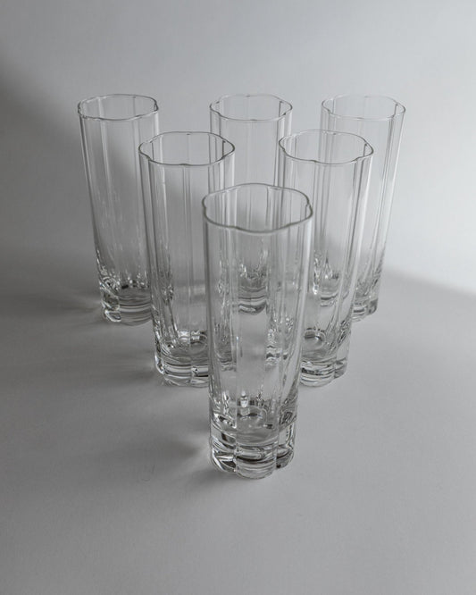 Vintage Trinkglas Set von 6 Flower Shape