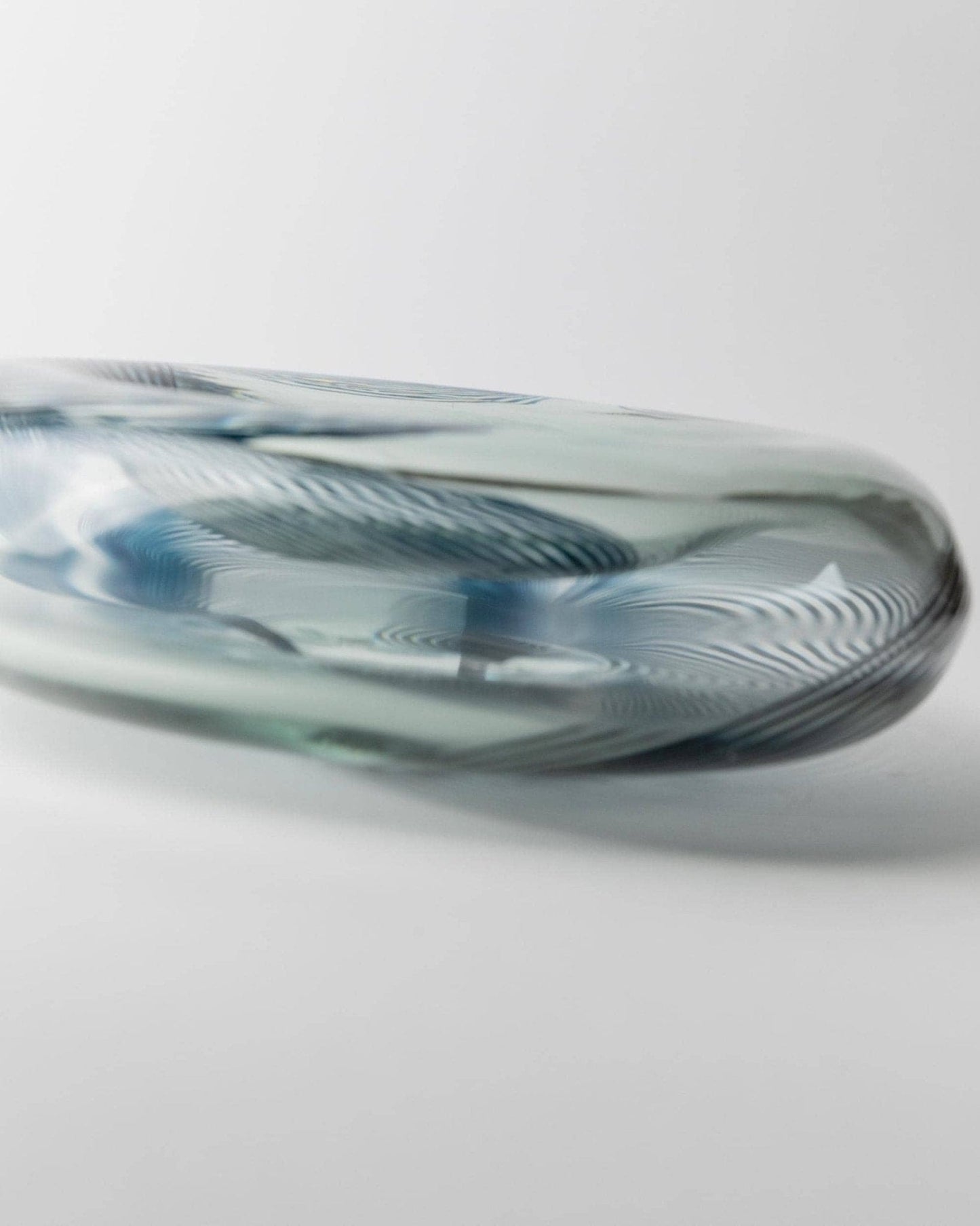 Bol vintage en verre de Murano à rayures bleues des années 1970