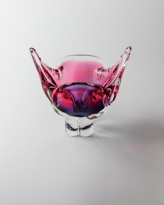 Vintage Schale Murano Glas von Murano pink-blau organische Form