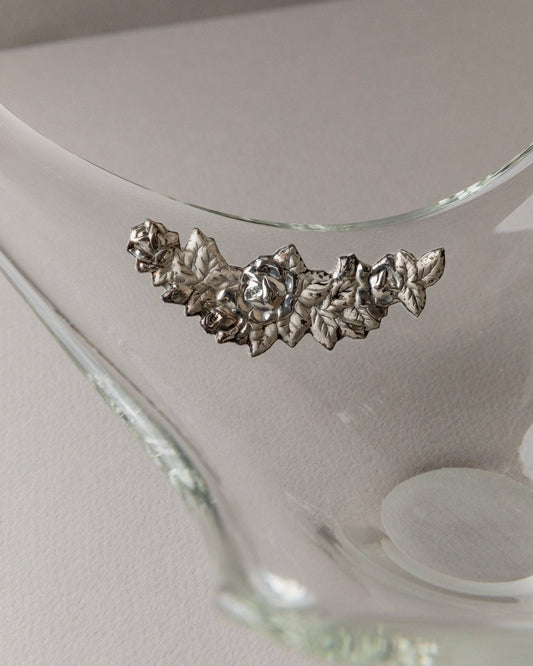 Vintage Murano glass bowl with silver detail Italy 1970s