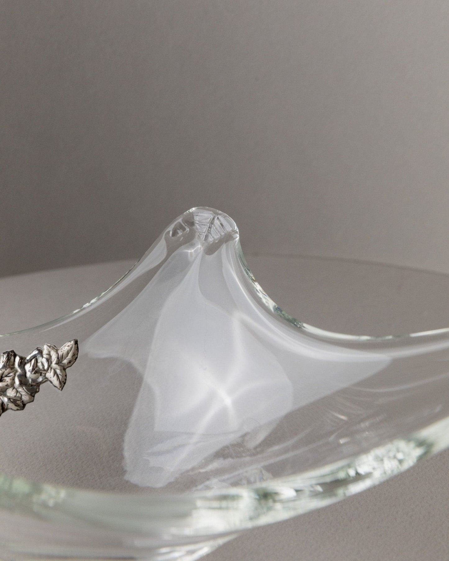 Bol vintage en verre de Murano avec détails argentés, Italie, années 1970