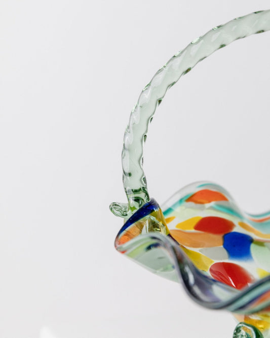 Vintage Schale Murano Polka Dots für Murano buntes Muranoglas mit Henkel