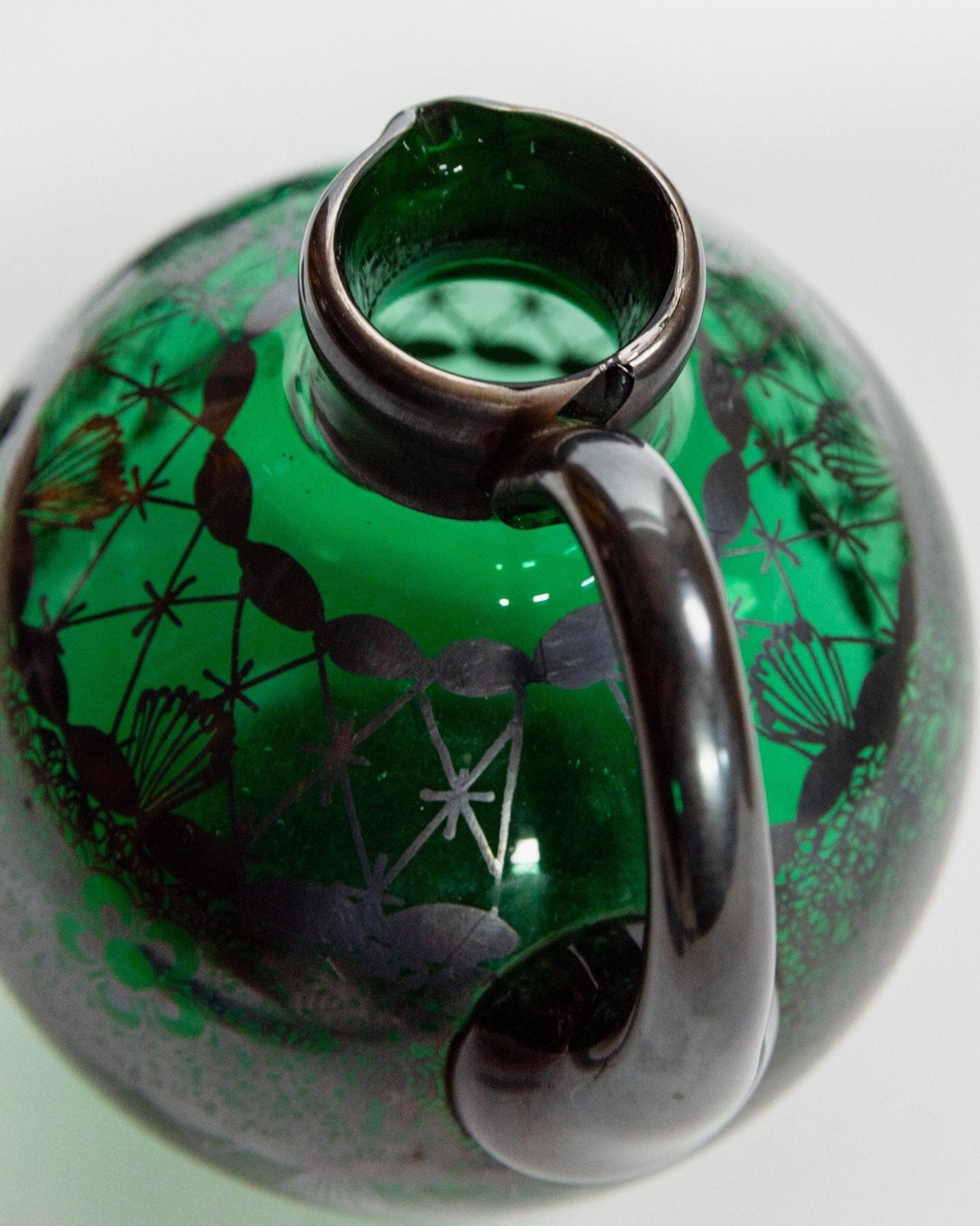 Vintage Likörset Murano von Murano für Glass-Art Italy, grün, handbemalt, 1930er