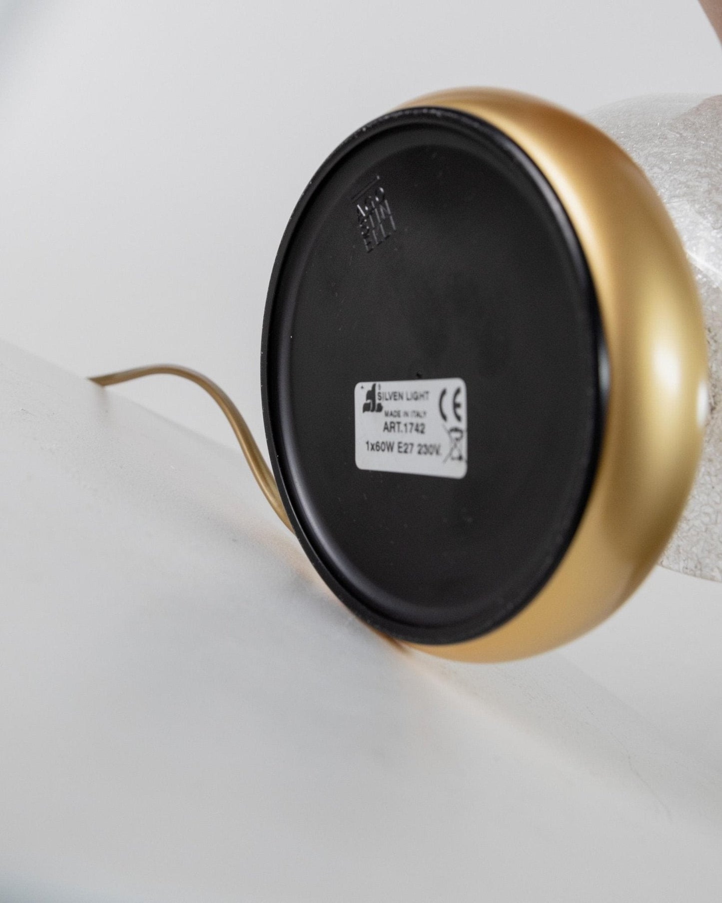 Vintage Tischlampe von Agostinelli für Murano Glas Blattförmig Weiß Gelb Gold