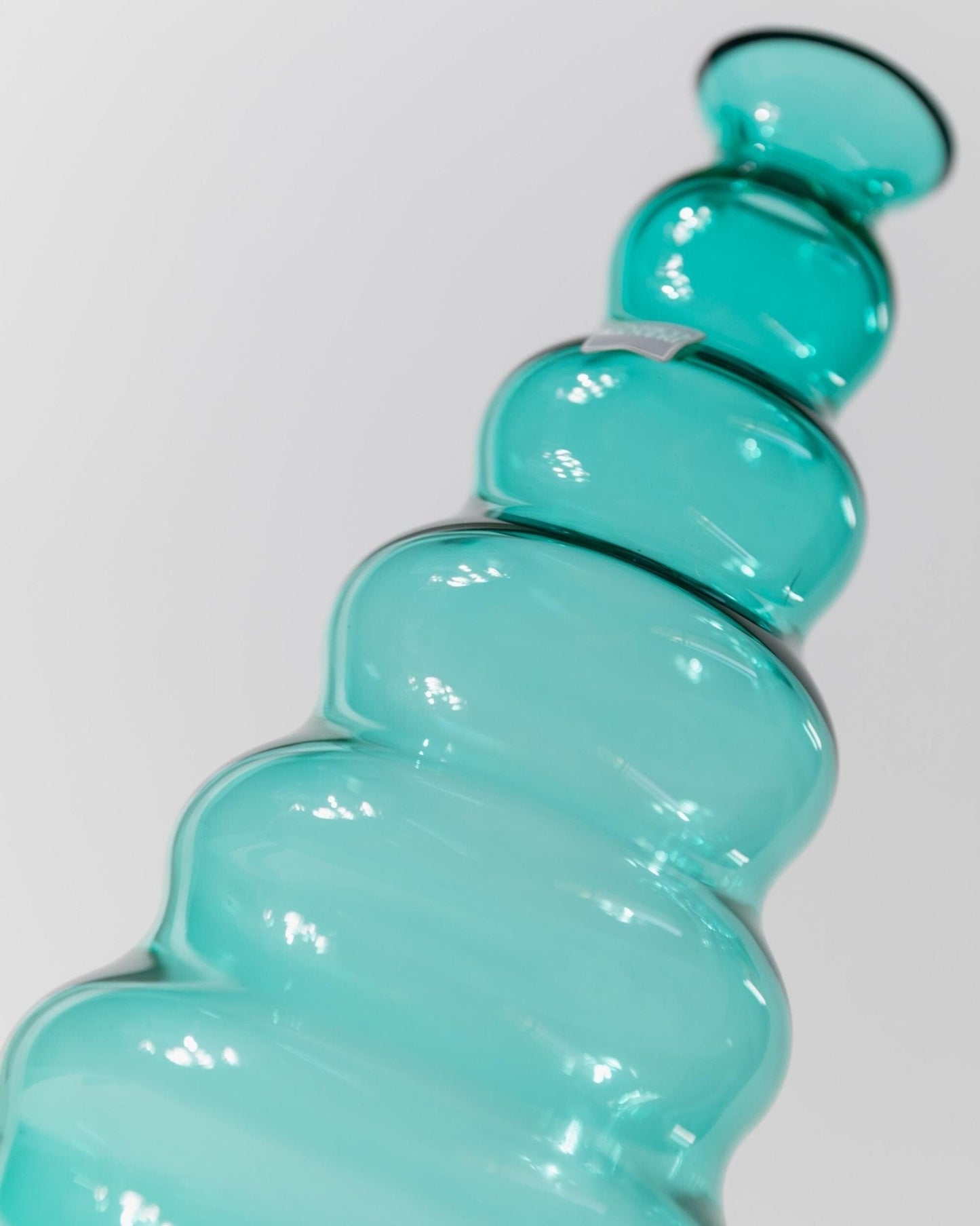 Vintage Vase Murano von Enrico Coveri, türkis, wellige Blasenform