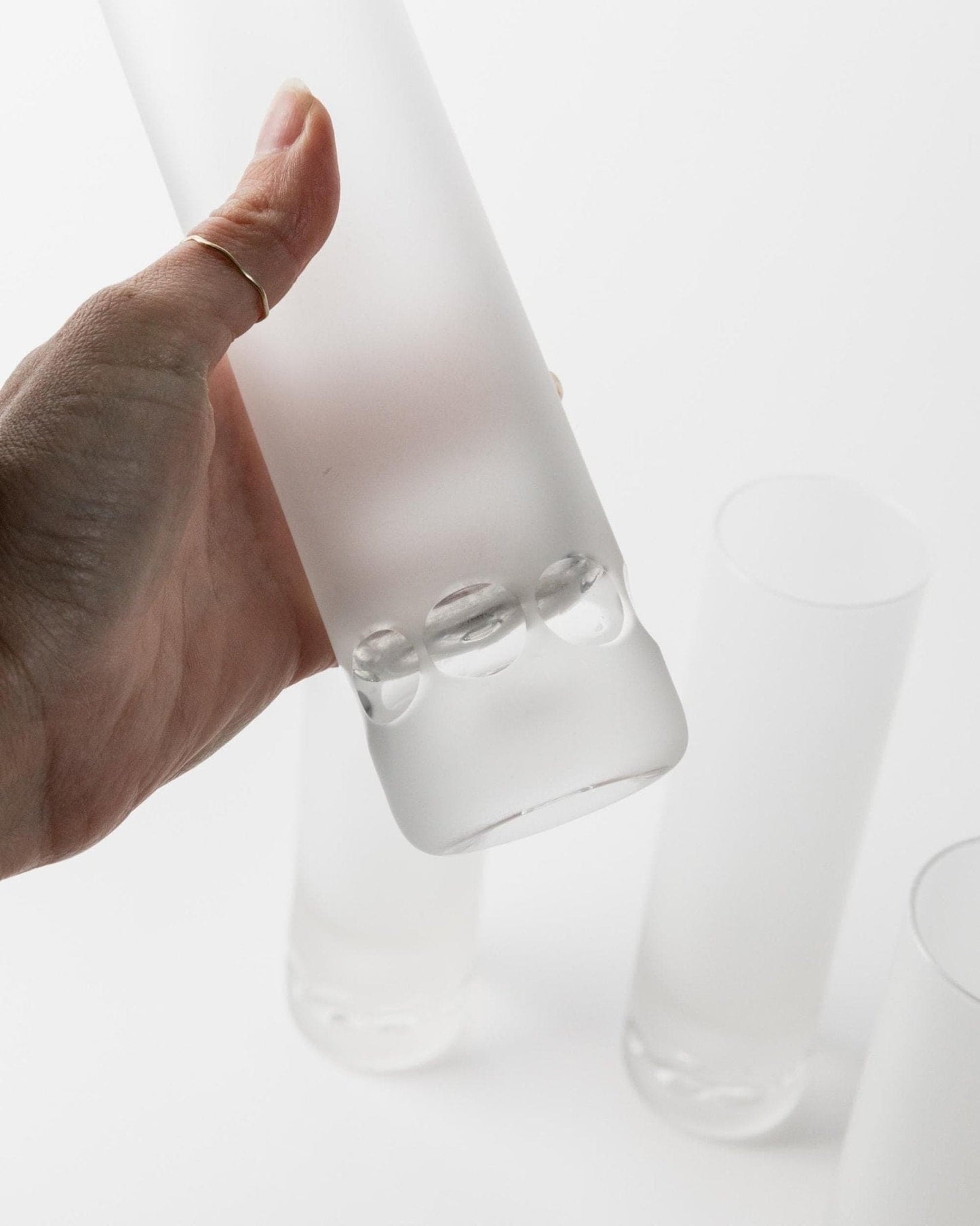 Vintage Murano Trinkglas Eis-Effekt Blasendetails Design Italien 1970er