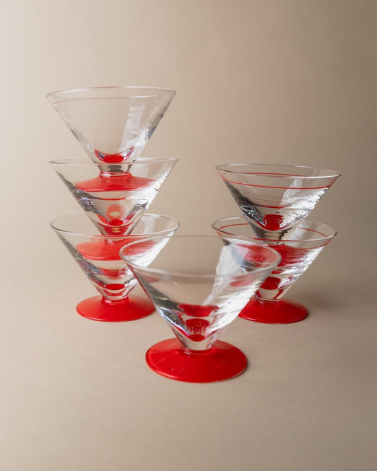 Vintage Trinkglas Postmodern Memphis Stil Italien 1980er Retro Set von 6