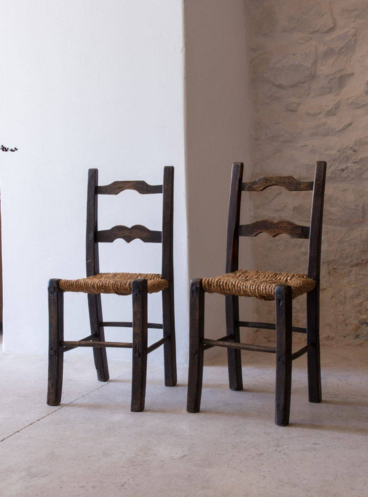 Vintage Stuhl Strohsitz von Emiliane Braun, Beige Korbgeflecht