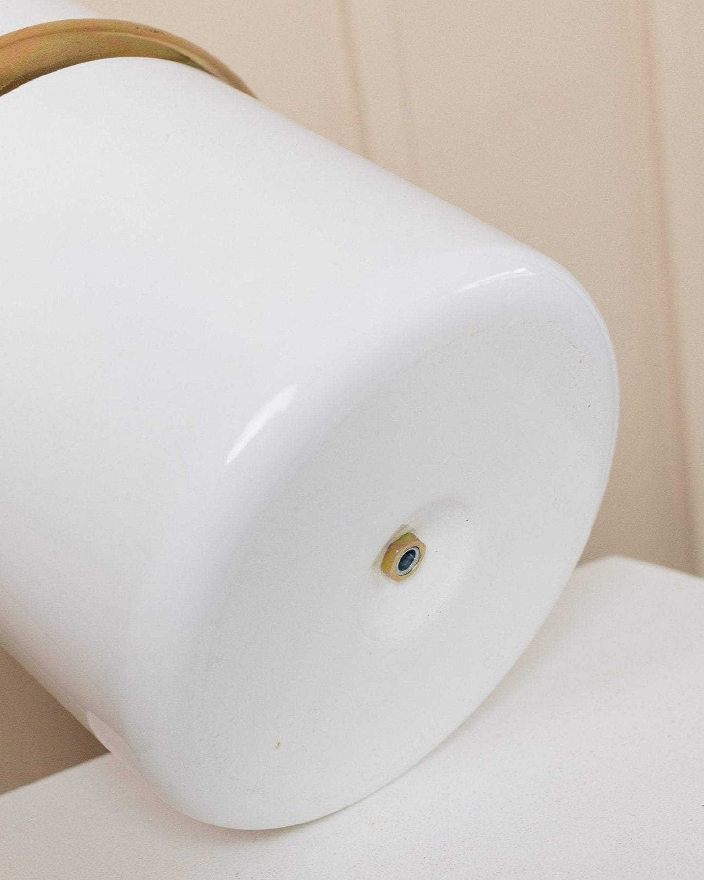 Vintage Tischlampe Weiß und Gold, Italien 80er, Hollywood Regency