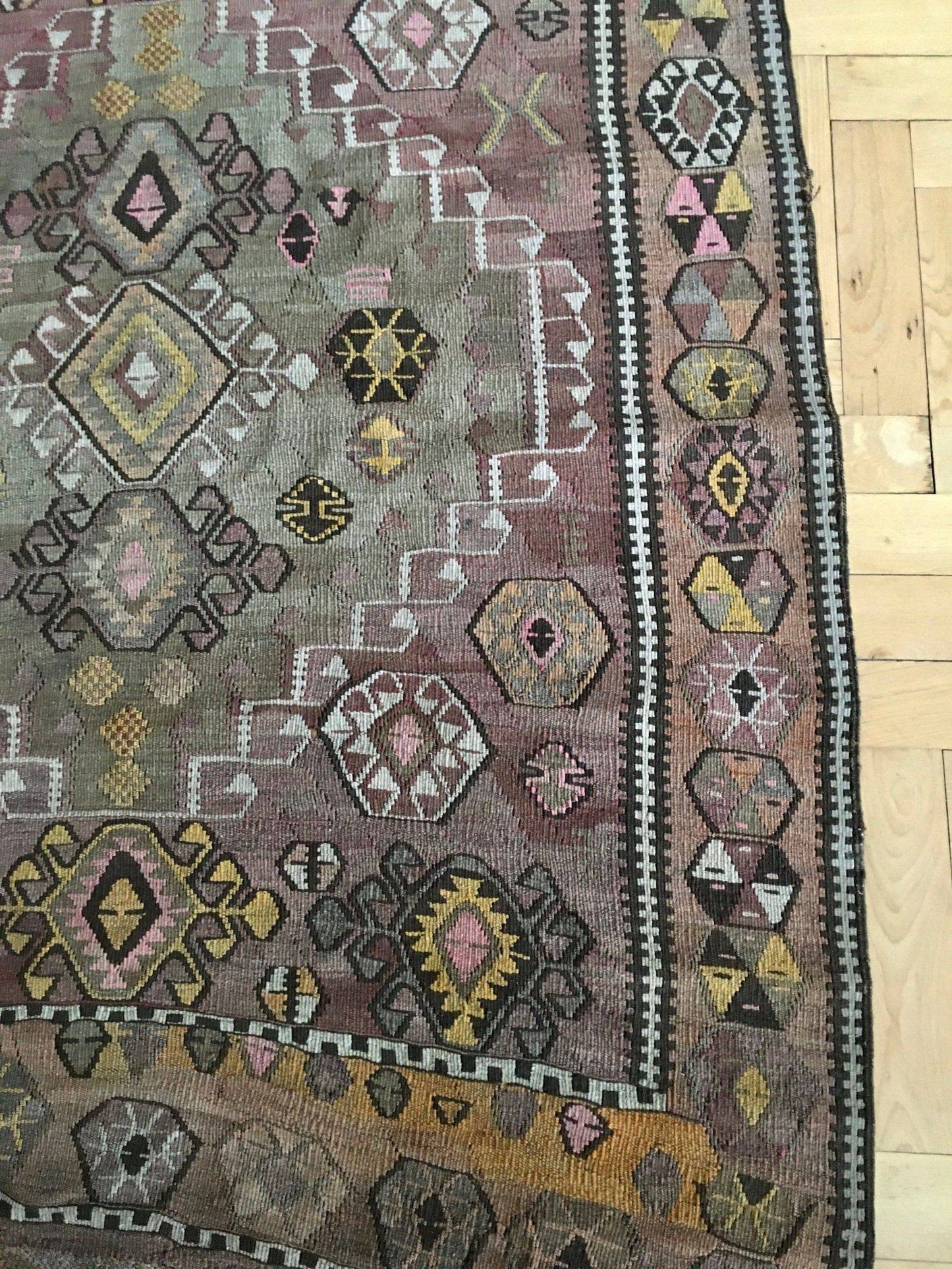 Vintage Kelim carpet Türkiye signed dated 1960 multicolored 400x140cm