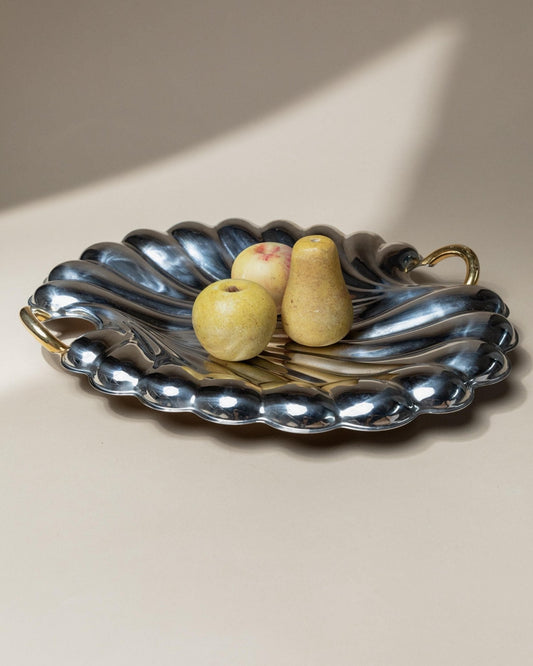 Vintage Tablett Muschelform von Becchetti für Becchetti Design Italy mit goldenen Details