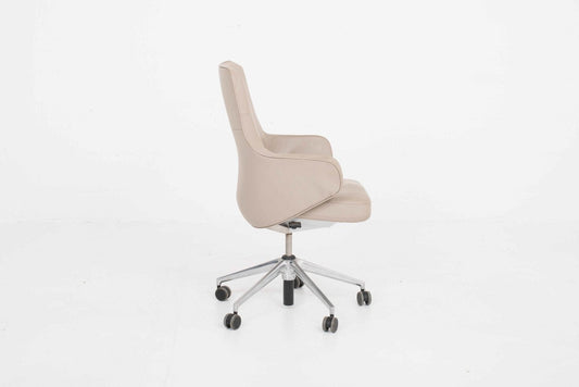 Vintage office chair Grand Executive Lowback by Vitra grey-beige leather