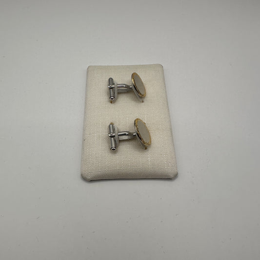 Vintage Manschettenknopf aus 925er Sterling Silber mit silberfarbenem Inlay