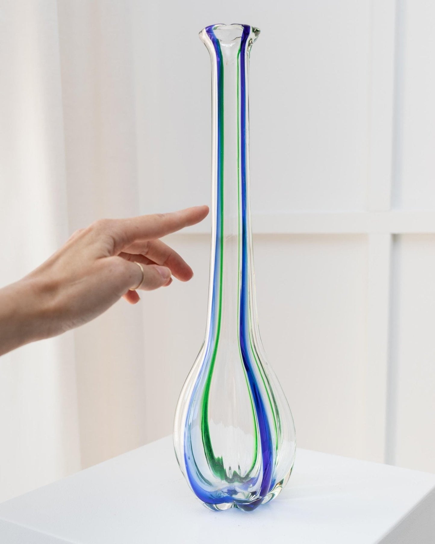 Vintage Vase von Archimede Seguso für Vetreria Archimede Seguso klar blau grün