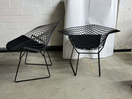 Vintage Set von 2 Diamond Chair 421 von Harry Bertoia für Knoll International schwarz