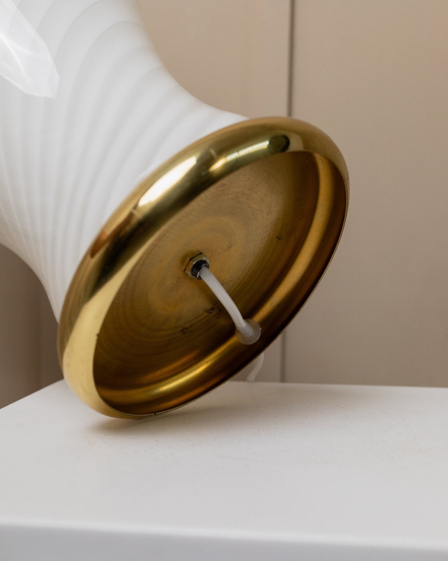 Vintage Tischlampe von Murano für Murano mundgeblasenes Glas, weiß