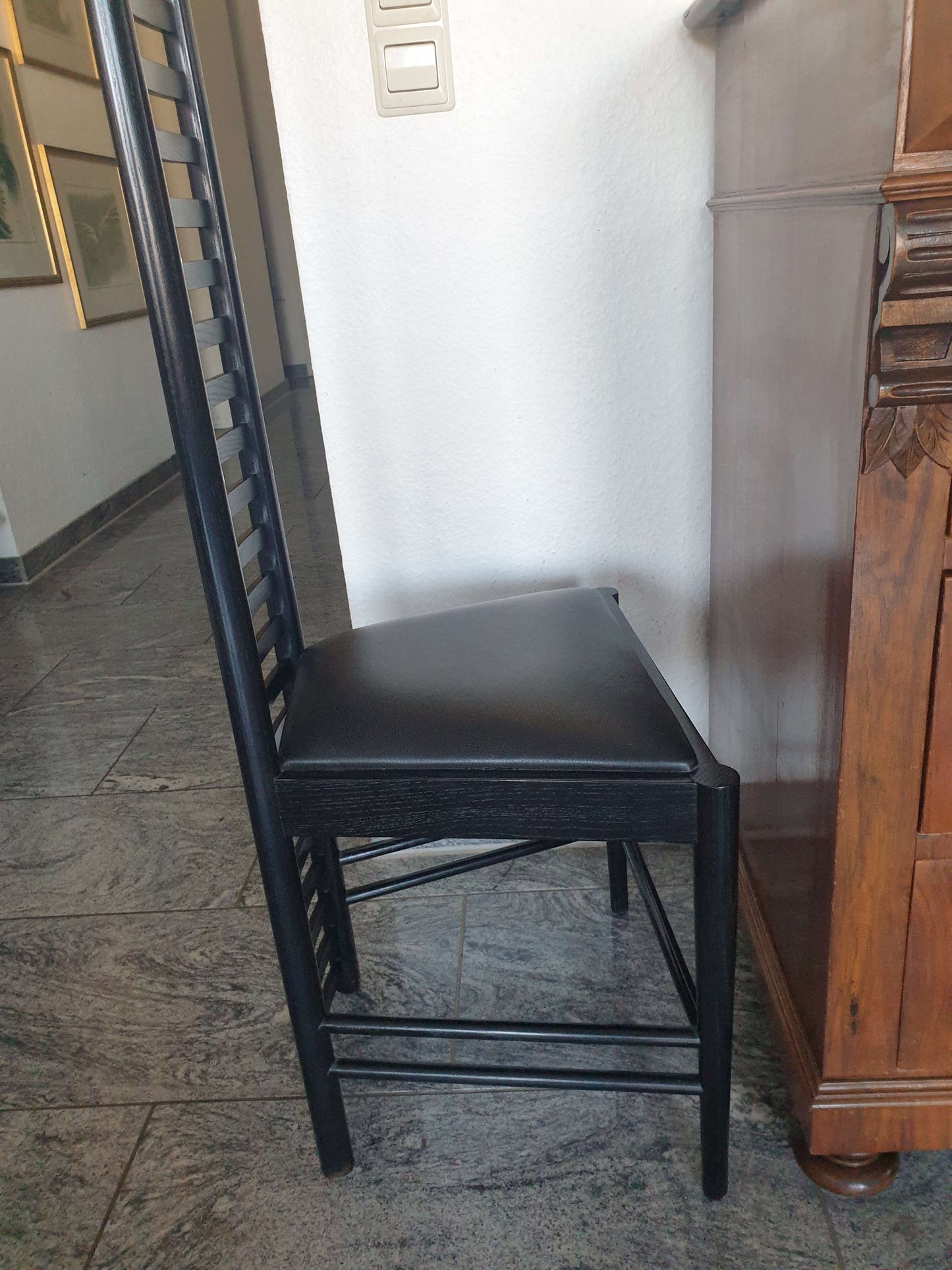 Vintage Hill House Chair von Mackintosh für unbekanntes Label, schwarz lackiert