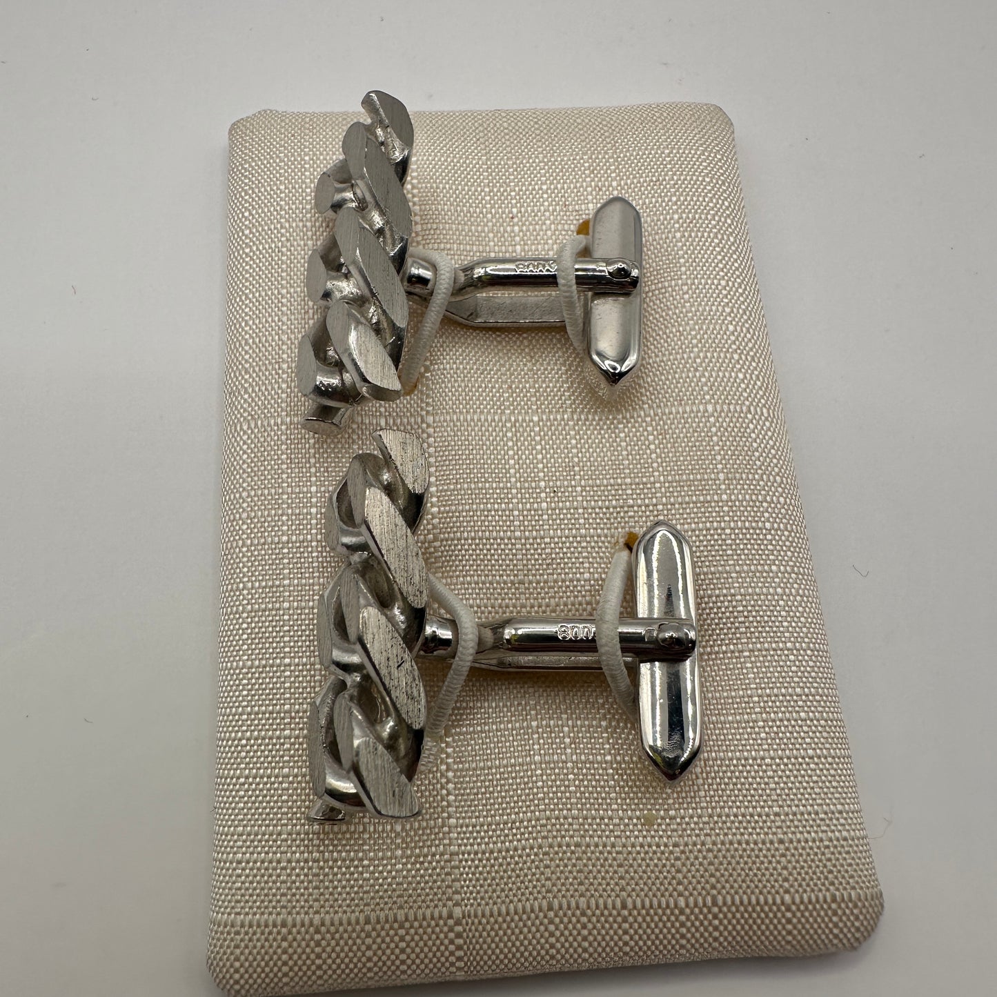 Vintage Manschettenknopf Panzerketten-Design aus 925 Sterling Silber